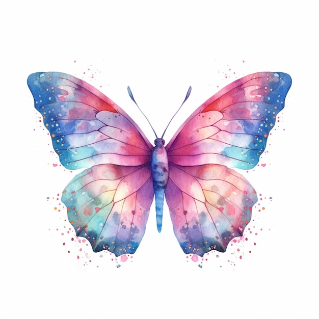 butterfly with colorful wings and pink and blue wings generative ai