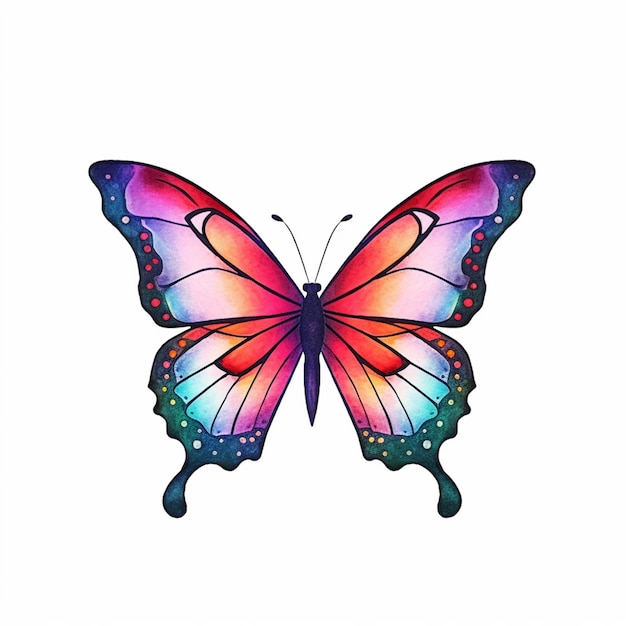 Photo butterfly with colorful wings on white background generative ai