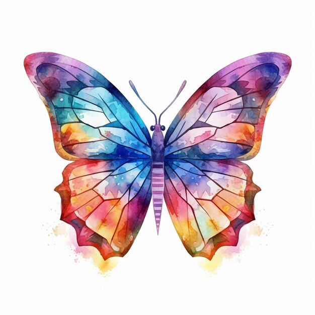 Butterfly with colorful wings on white background generative ai