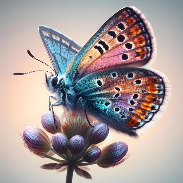 butterfly With Flat Color Background