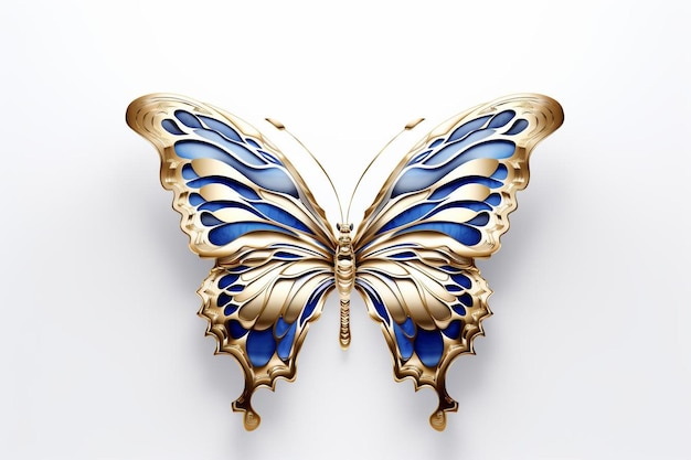 A butterfly with gold and blue wings