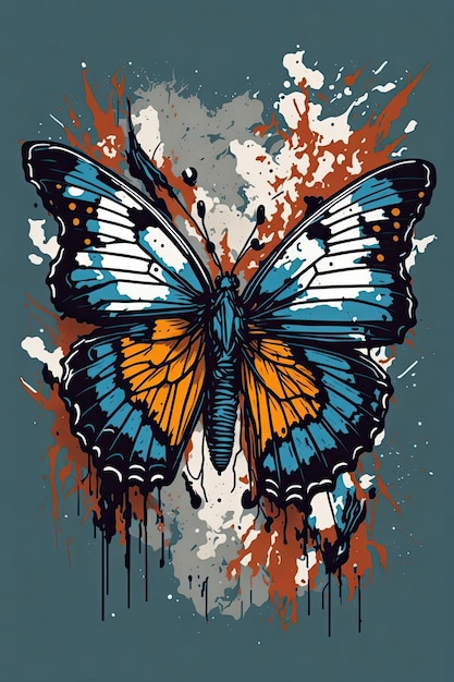 Butterfly with grunge splashes