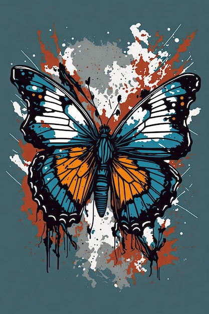 Butterfly with grunge splashes