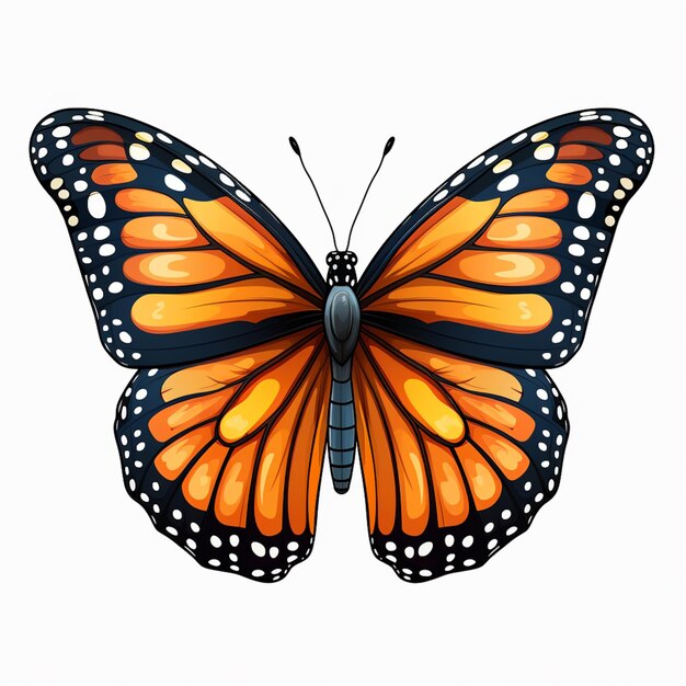 butterfly with orange and black wings and white dots on wings generative ai