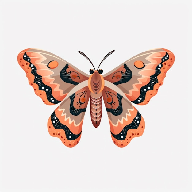 Photo a butterfly with a pattern of black and orange colors.