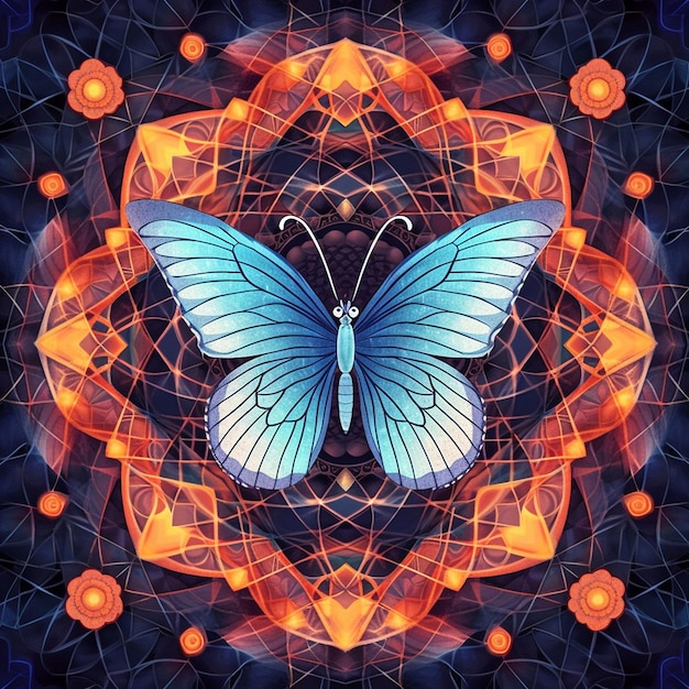 butterfly with a pattern of colors and the word butterfly on the background