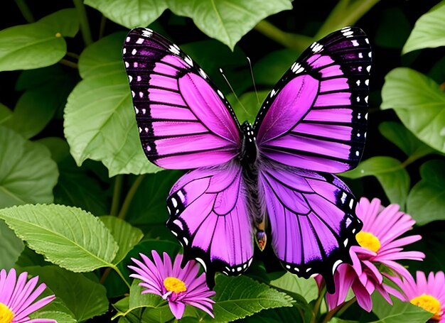 Butterfly with Purple Flowers