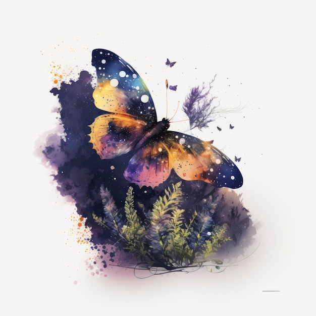 A butterfly with a purple and orange butterfly on it.