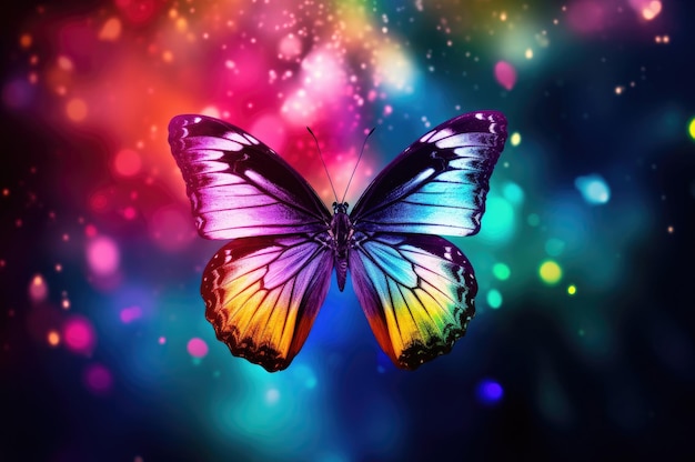 Butterfly with a rainbow background