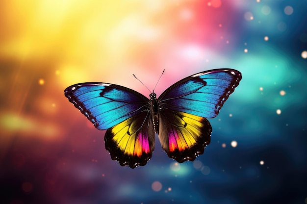 Butterfly with a rainbow background