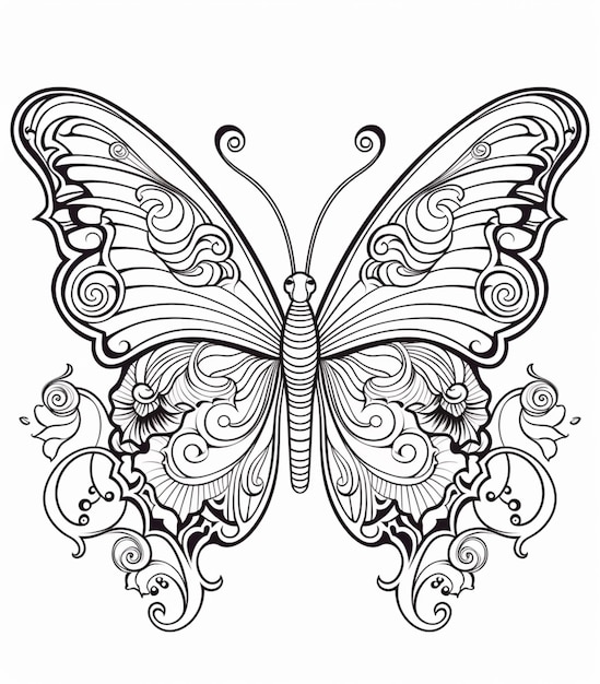 a butterfly with swirly wings and swirly wings on it generative ai