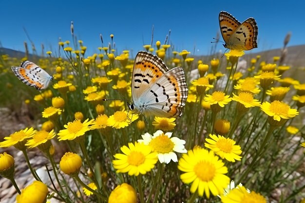 butterfly on a yellow flower Generative AI