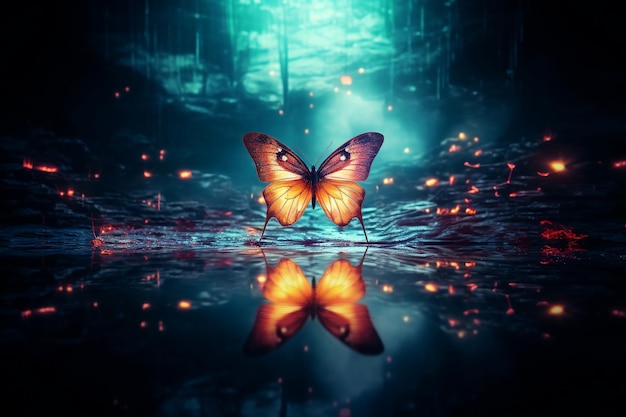 Butterfly39s Reflection on Water Generative Ai