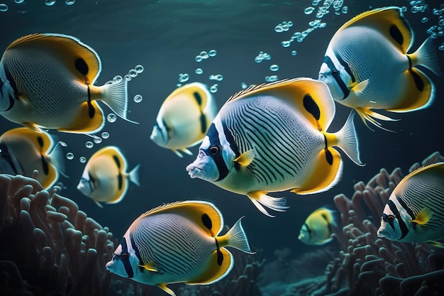 Photo butterflyfish fish underwater lush nature by generative ai