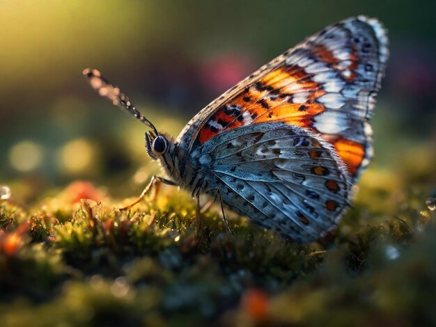 Butterflys on plants face close up