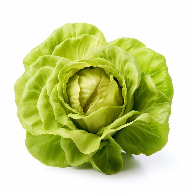 Photo butterhead lettuce on high resolution white background fresh organic green vegetable