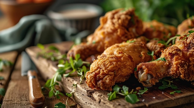 Buttermilk Fried Chicken Drumstick against a cozy kitchen counter