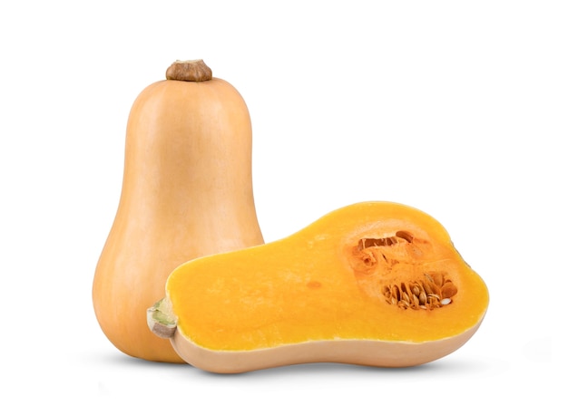 Foto zucca butternut isolata su sfondo bianco white