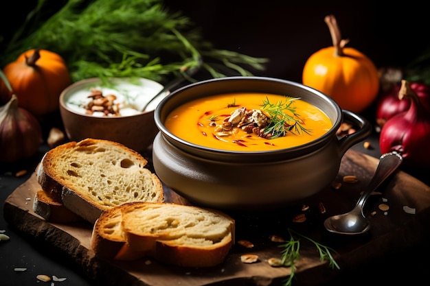 Butternut squash soup vegan recipe food photo