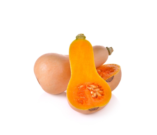 흰 벽에 Butternut 스쿼시