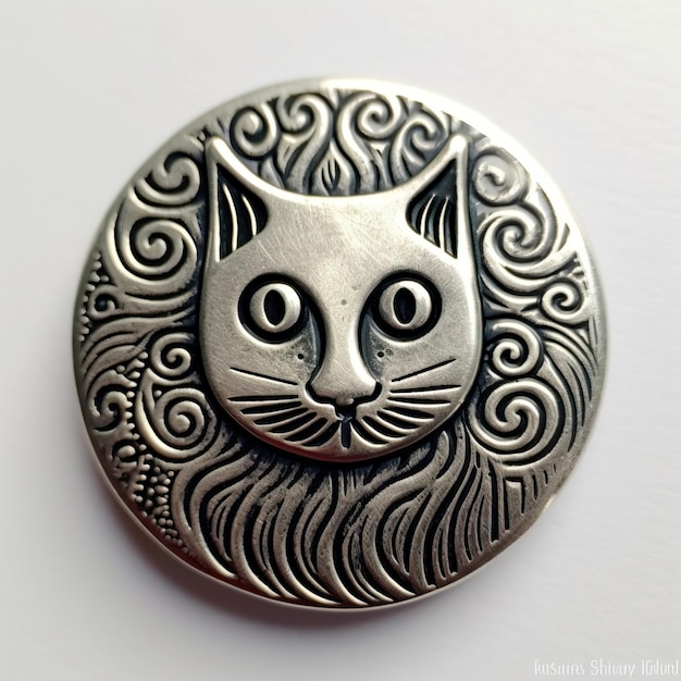Button cat silver