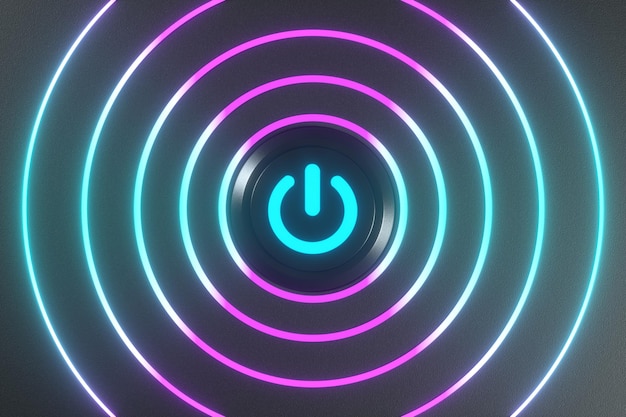 ボタンと暗い backgroundabstract 概念 3 d レンダリングとスイッチ