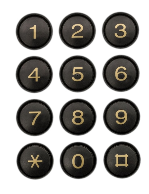 Photo buttons of phone keypad closeup isolated on white with clipping path