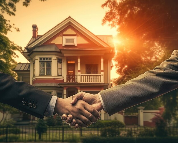 Buyers and agents agreed to sell and buy a house Generative AI