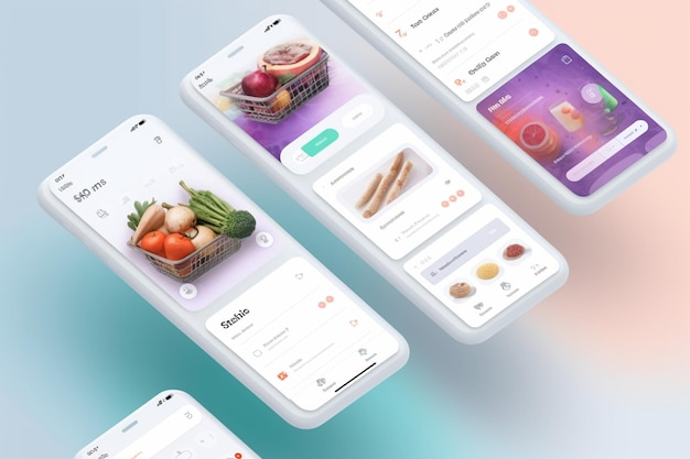 Photo buying groceries online concept mobile app and ecommerce shopping generative ai