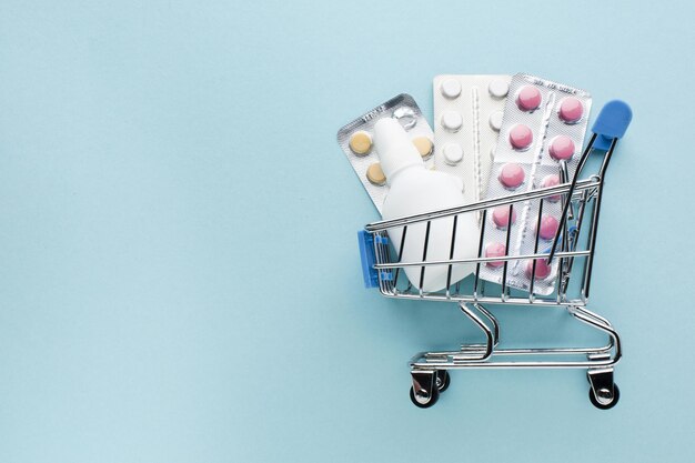 buying medical supplies with shopping cart concept High quality and resolution beautiful photo concept