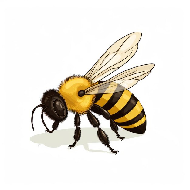 Buzzing Beauty Delightful Bee Clip Art Shines on a Swirling White Honey Canvas