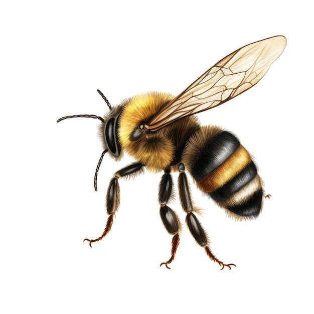 Buzzing with Cuteness A Realistic Bee Clip Art on White Background