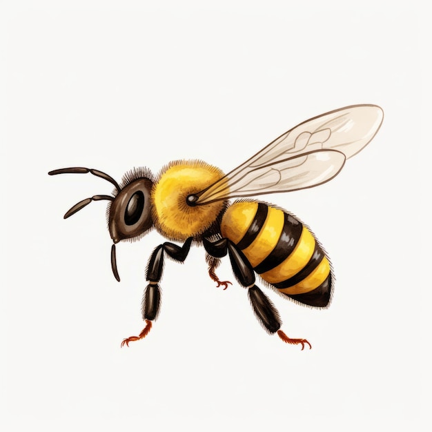 Buzzy Bee Adorable Clip Art of a Real Bee on a White Background