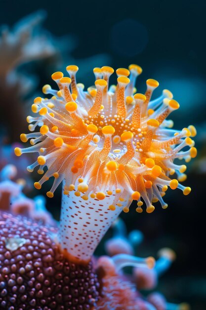 Bverlies van een prachtige oranje en witte anemone