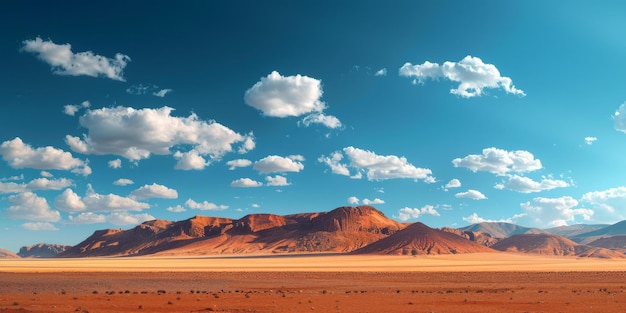 Bwoestijnlandschap met blauwe lucht en wolken