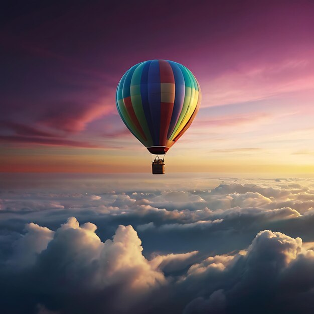 by AIA colorful balloon floating freely in the sky gnearated by AI