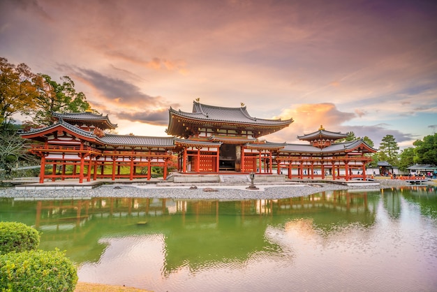 Byodoin Temple during autumn season at sunset in Uji, Kyoto, Japan