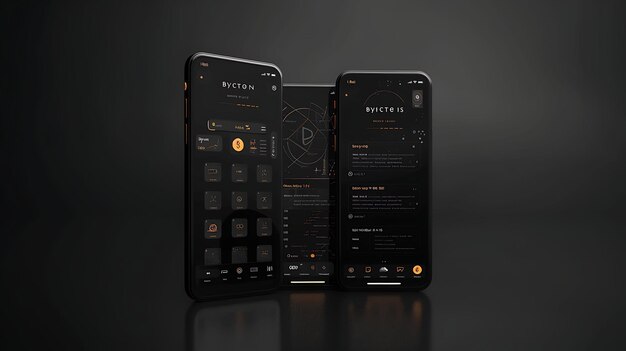 Photo bytecoin cryptocurrency privacy mobile layout with black the creative idea app background designs