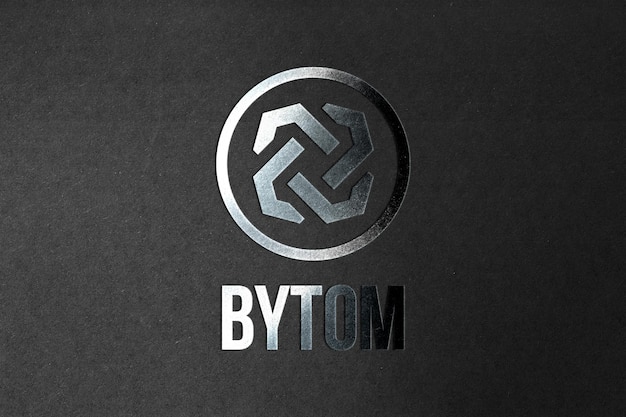 Bytom 코인 암호 화폐와 현대 은행 개념사진 사실적인 외관 실버 스타일