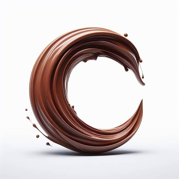 Foto c chocolate letter 3d simple elegance flowing cocoa op witte achtergrond voor ontwerp
