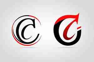 Foto logo a lettera c con monogramma nero e rosso swashes design vector illustration