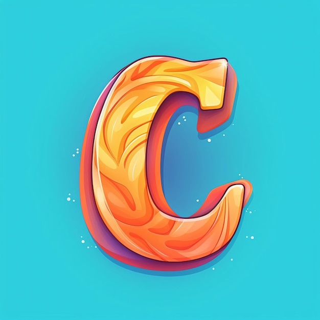 Photo c letter with orange and blue gradient colors 3d vector font