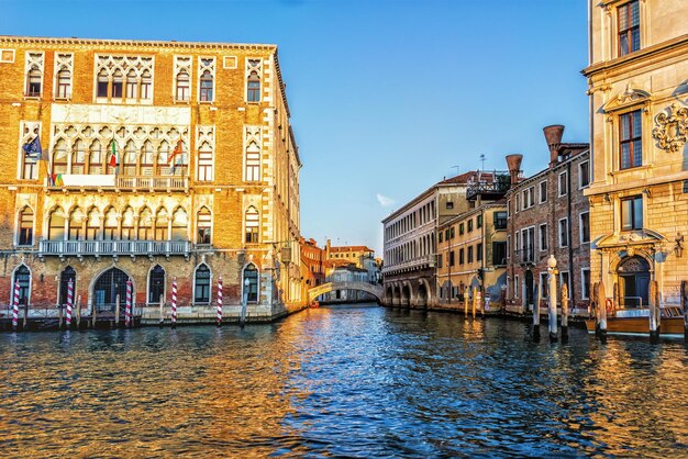 Ca Foscari University of Venice and a bridge over a channel nea