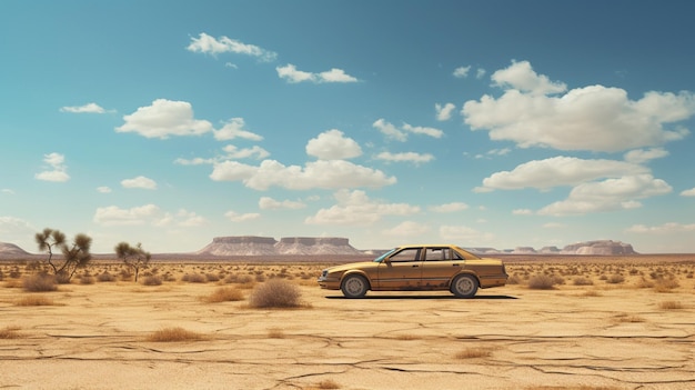 A cab car in the middle of the desert a cab day generative AI