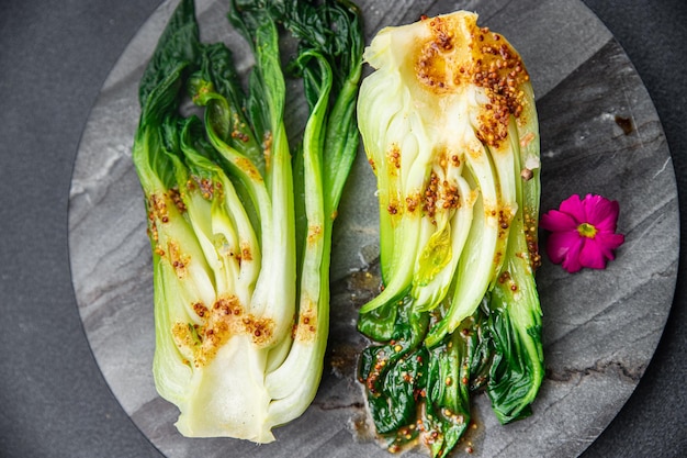 cabbage Bok choy or pak choy dish vegetable healthy meal food snack on the table copy space food