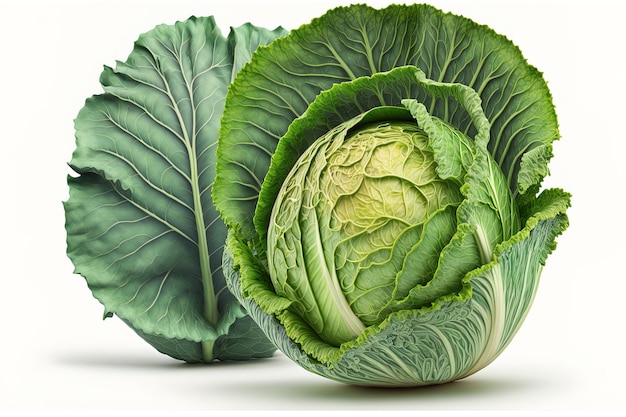 Cabbage clipping path and full depth of field isolated on white