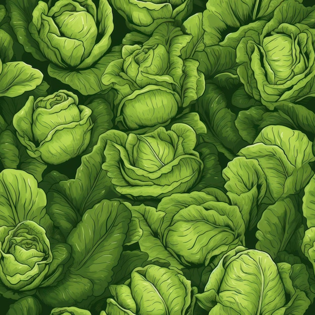 Капуста-зеленый бесшовный рисунок Овощи обои Для баннера открытка книга иллюстрационная карта Создана с помощью генеративных инструментов ИИ