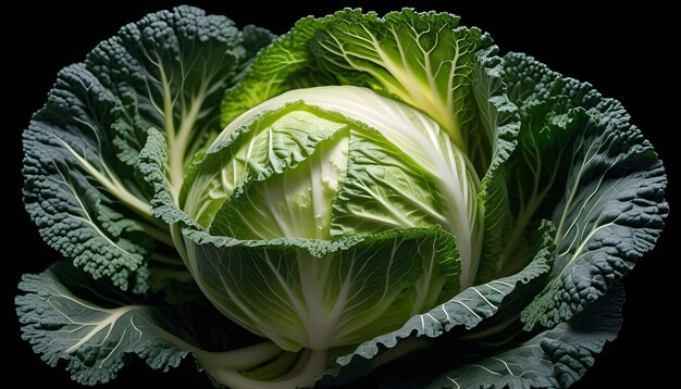 Cabbage on an isolated black background