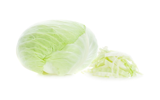 Cabbage isolated on white surface.