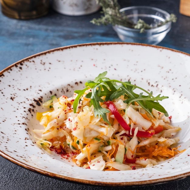 Cabbage salad with red pepper carrot and onion Diet salad